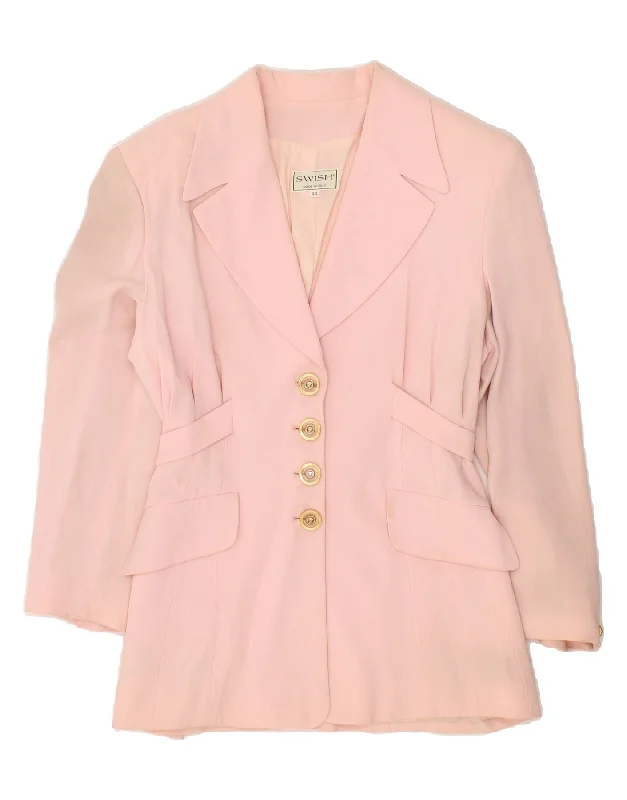 BlazerformalSWISH Womens 4 Button 3/4 Sleeve Blazer Jacket IT 44 Medium Pink Acetate