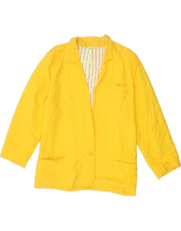 BlazercourtVINTAGE Womens 1 Button Blazer Jacket EU 40 Medium Yellow Cotton