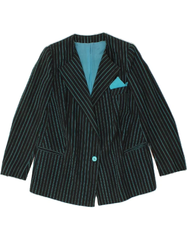 BlazersecurityVINTAGE Womens 1 Button Blazer Jacket IT 46 Large Blue Striped