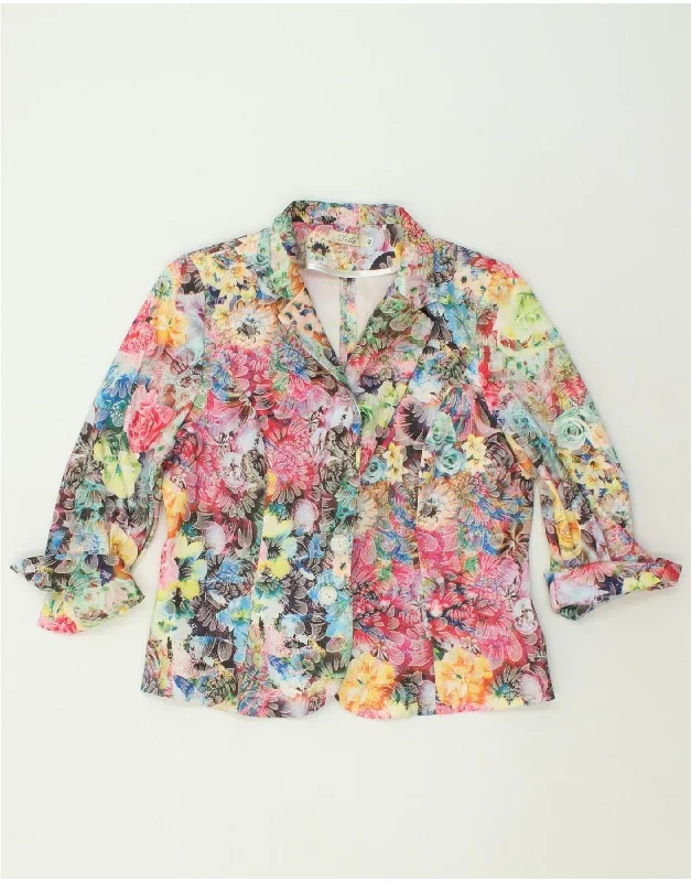 BlazersecurityVINTAGE Womens 2 Button Blazer Jacket IT 42 Medium Multicoloured Floral