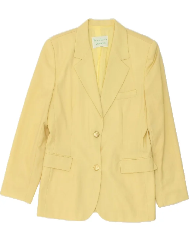 BlazercoachVINTAGE Womens 2 Button Blazer Jacket IT 42 Medium Yellow Wool