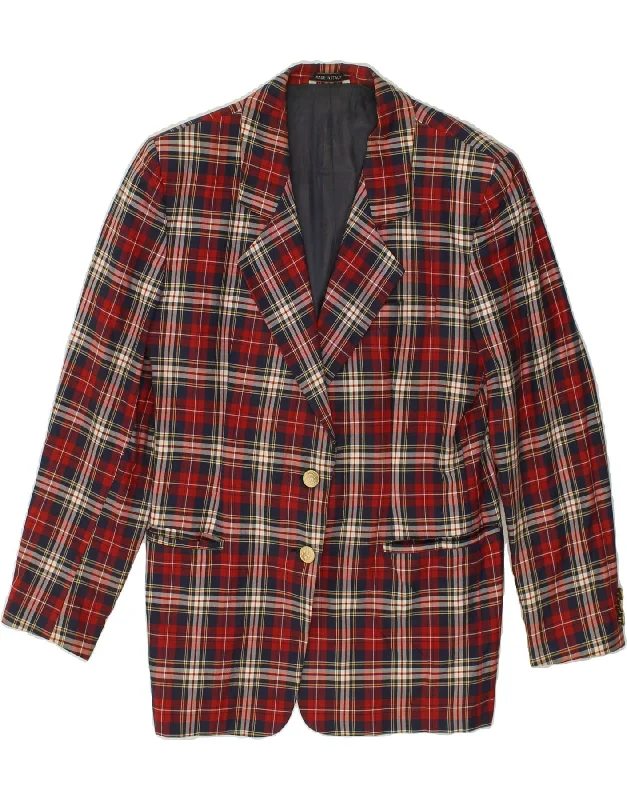 BlazerstartupVINTAGE Womens 2 Button Blazer Jacket IT 58 5XL Red Check