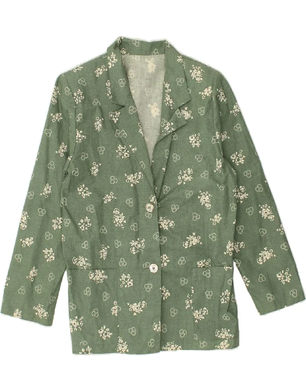 BlazerjacketVINTAGE Womens 2 Button Blazer Jacket UK 12 Medium Green Floral