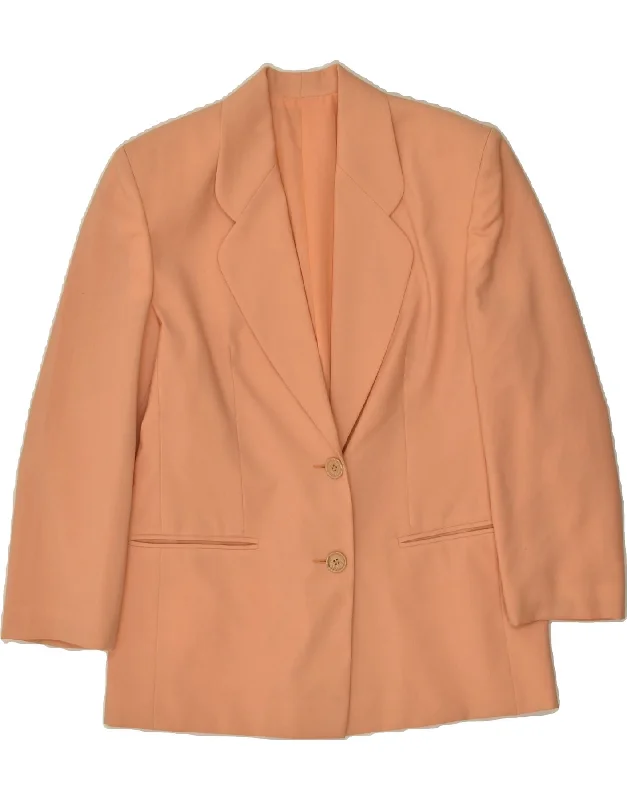 BlazercasualVINTAGE Womens 2 Button Blazer Jacket UK 12 Medium Orange Virgin Wool