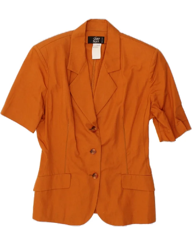 BlazercauseVINTAGE Womens 2 Button Short Sleeve Blazer Jacket UK 12 Medium Orange