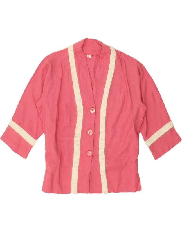 BlazerchampionVINTAGE Womens 3/4 Sleeve 3 Button Blazer Jacket UK 14 Medium  Pink