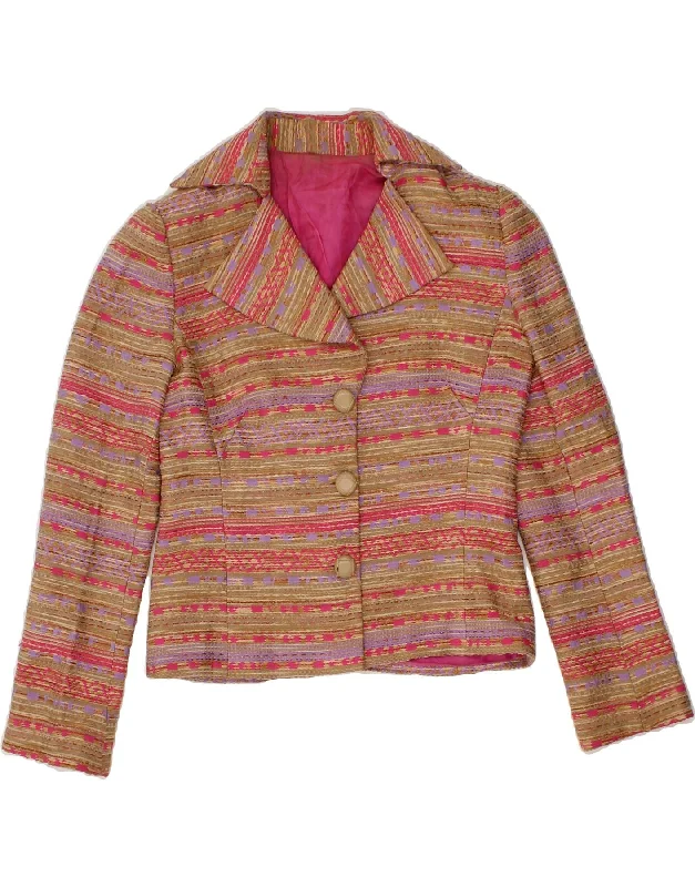 BlazercommunityVINTAGE Womens 3 Button Blazer Jacket UK 12 Medium Multicoloured Fair Isle