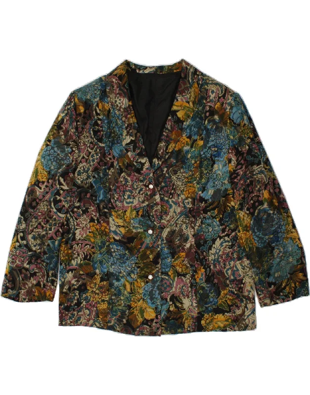 BlazernetworkVINTAGE Womens 3 Button Blazer Jacket UK 16 Large Multicoloured Floral