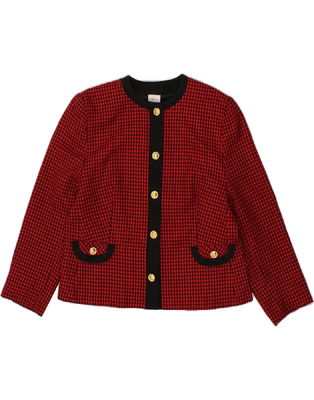 BlazerrivalVINTAGE Womens 5 Button Blazer Jacket IT 44 Medium Red Houndstooth