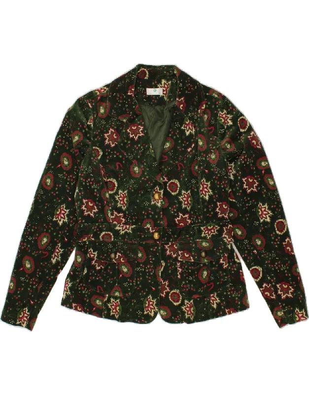 BlazerrobotVINTAGE Womens Corduroy 2 Button Blazer Jacket IT 46 Large Green Floral