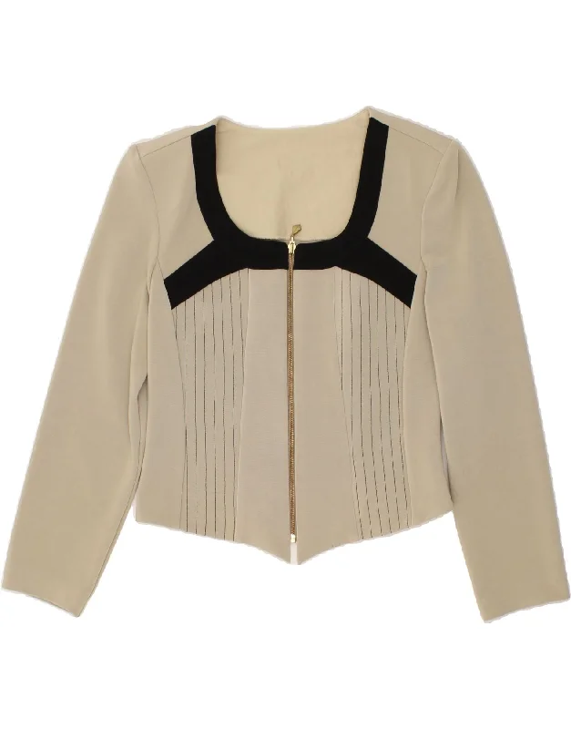 BlazerarenaVINTAGE Womens Crop Blazer Jacket UK 12 Medium Beige