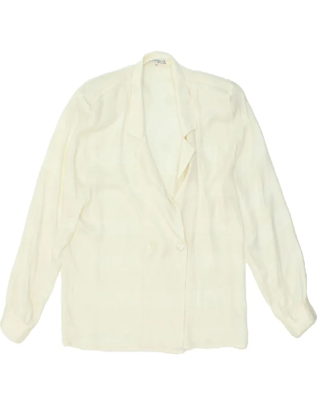 BlazereventVINTAGE Womens Double Breasted Blazer Jacket IT 44 Medium Beige Acetate