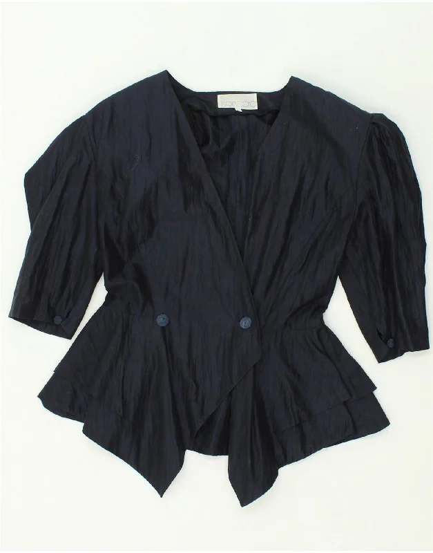 BlazermobileVINTAGE Womens Peplum Double Breasted Blazer Jacket IT 40 Small Navy Blue