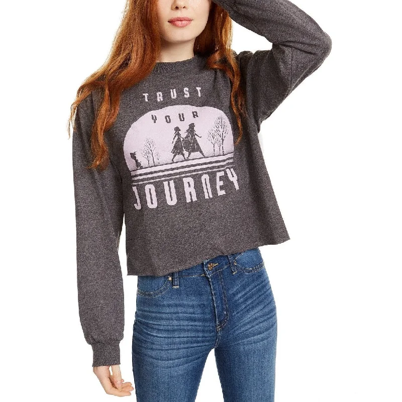 Sheer T-ShirtsDisney Juniors' Frozen Journey Long-Sleeved Graphic T-Shirt By Mad Engine Charcoal Size Extra Small