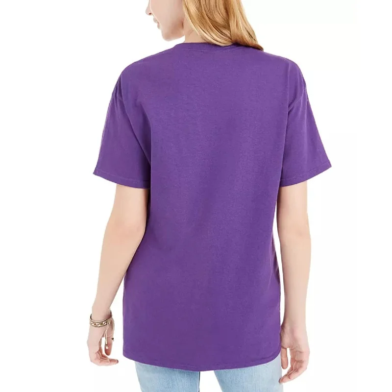 Lounge T-ShirtsFreeze 24-7 Juniors' Graphic-Print Cotton T-Shirt Purple Size Medium