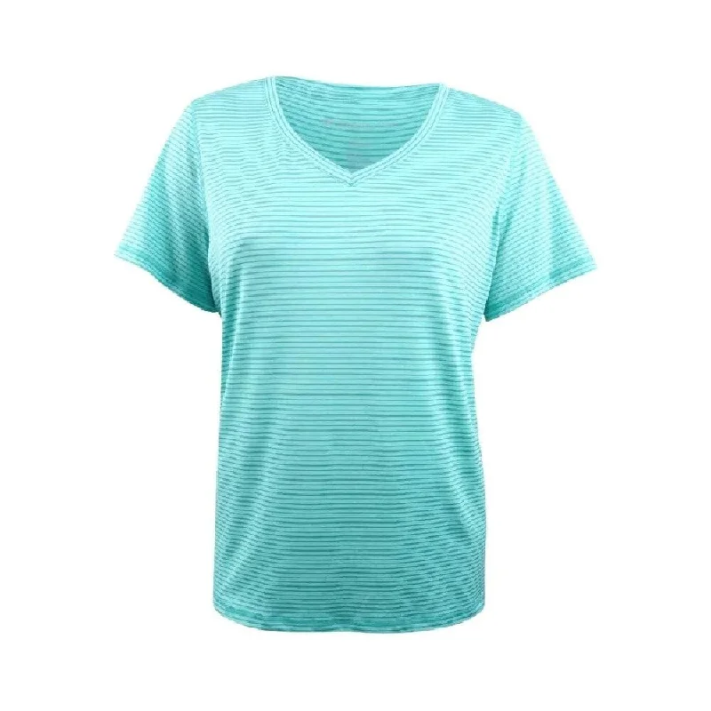 Off-Shoulder T-ShirtsIdeology Women's Striped V-Neck T-Shirt Laguna Size Medium - Turquoise