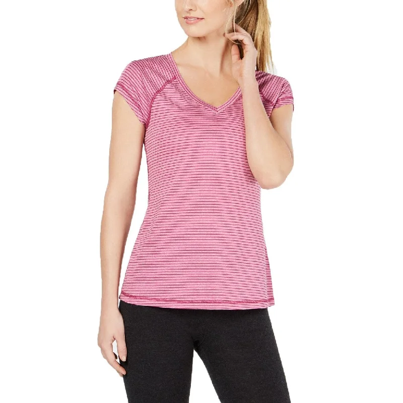 Scoop Neck T-ShirtsIdeology Women's Striped V-Neck T-Shirt Rose Shadow Extra Large - Pink - X-Large