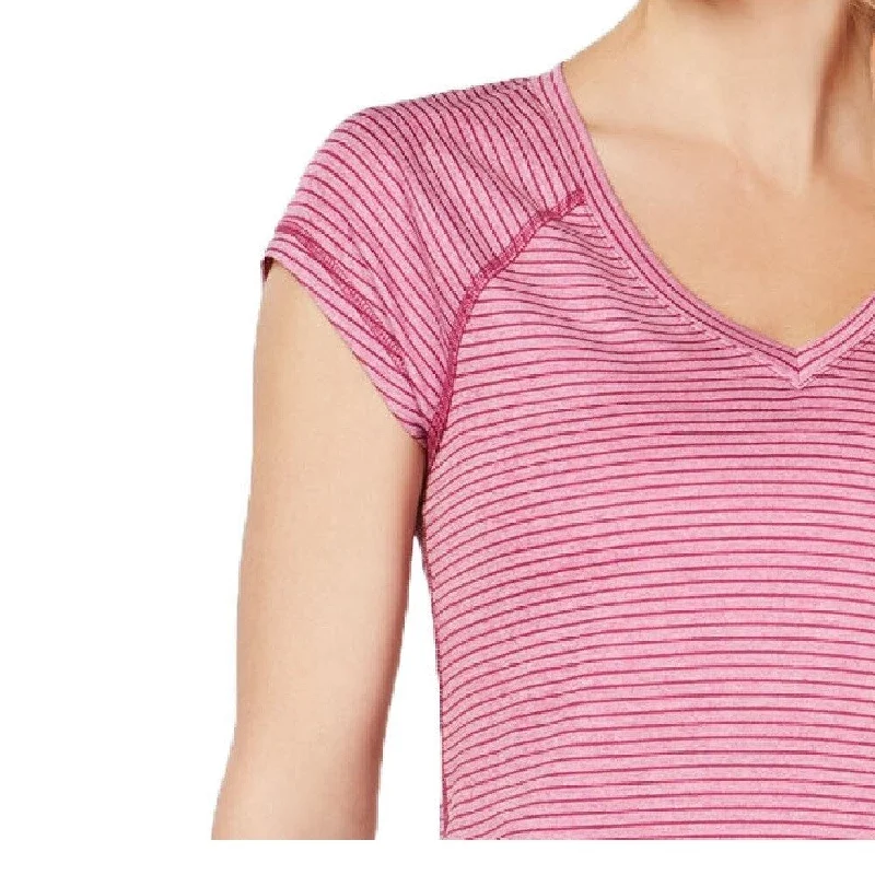 Longline T-ShirtsIdeology Women's Striped V-Neck T-Shirt Rose Shadow Small - Pink