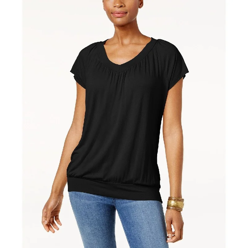 Statement T-ShirtsJM Collection Women's Blouson T-Shirt Black Size Medium