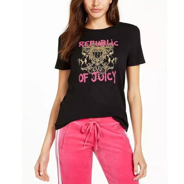 Artist T-ShirtsJuicy Couture Women's Cotton Graphic T-Shirt Black Size Extra Small - X-Small