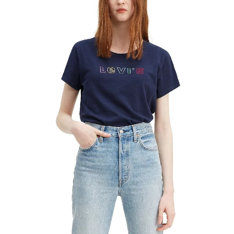 Performance T-ShirtsLevi's Women's Cotton Rainbow Logo Graphic T-Shirt Navy Size Extra Small