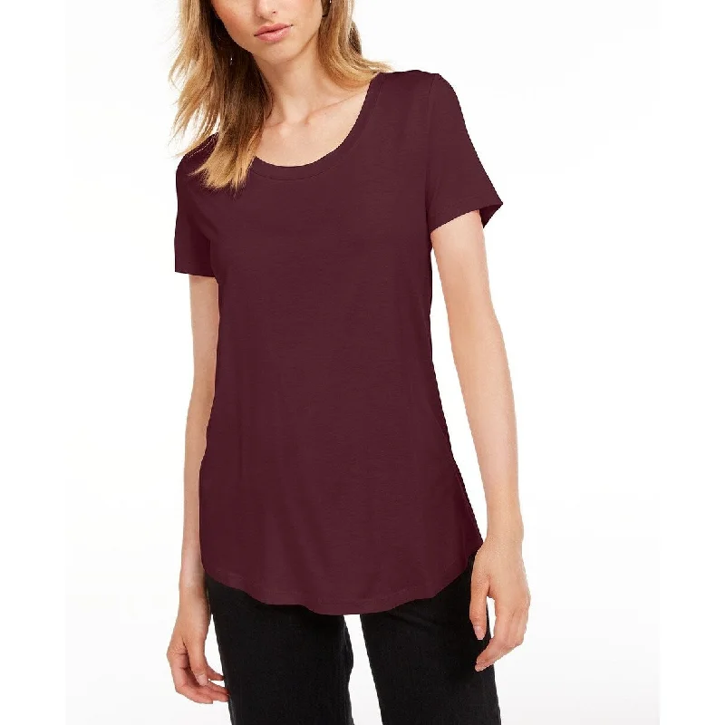 Sequined T-ShirtsMaison Jules Women's Scoop-Neck T-Shirt Ruby Wine Size Medium - Burgundy