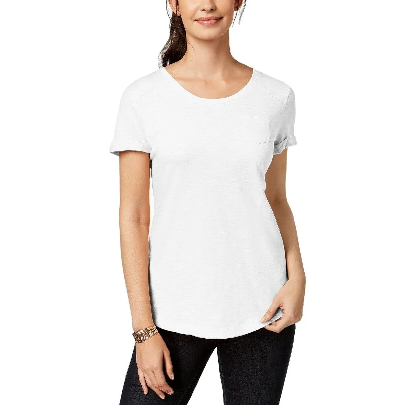 Camping T-ShirtsStyle & Co Women's Cotton Pocketed T-Shirt Bright White Size Extra Large - X-Large