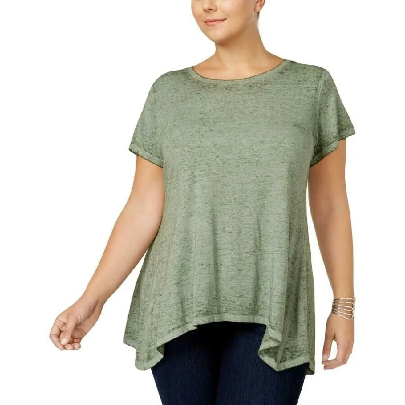 Fringed T-ShirtsStyle & Co Women's Handkerchief-Hem T-Shirt Green Size Medium