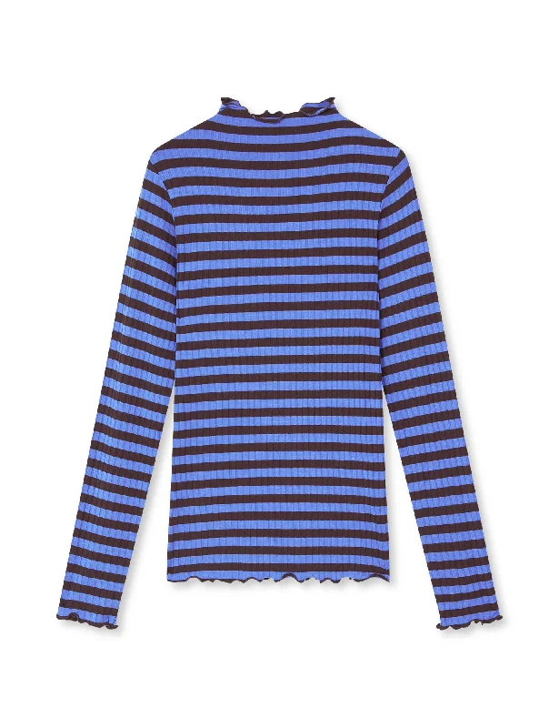 High-Fashion T-Shirts5x5 Stripe Trutte Tee LS, Amparo Blue/Black Coffee