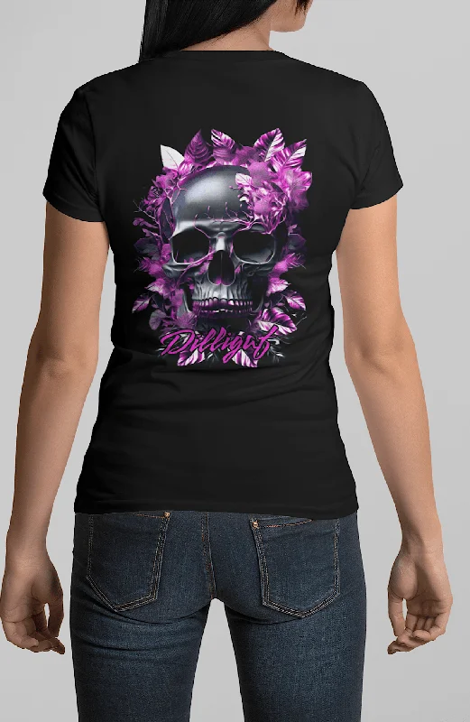 Ribbed Cuff T-ShirtsDark Purple Skull