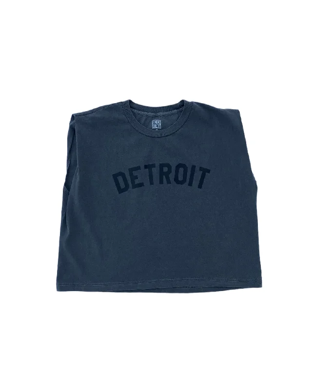 Streetwear T-ShirtsInk Detroit - Basic Detroit Women's Heavyweight Muscle T-Shirt - Black on Black