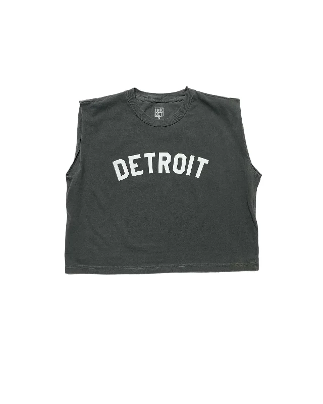 Collaborative T-ShirtsInk Detroit - Basic Detroit Women's Heavyweight Muscle T-Shirt - Black