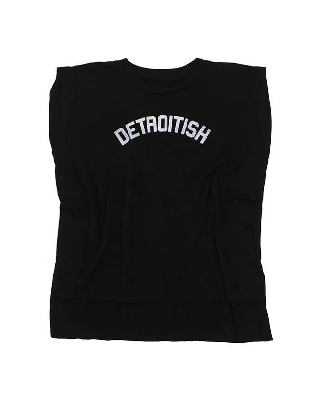 Outdoor T-ShirtsInk Detroit Detroitish Women's Flowy Muscle T-Shirt Rolled Cuff - Black