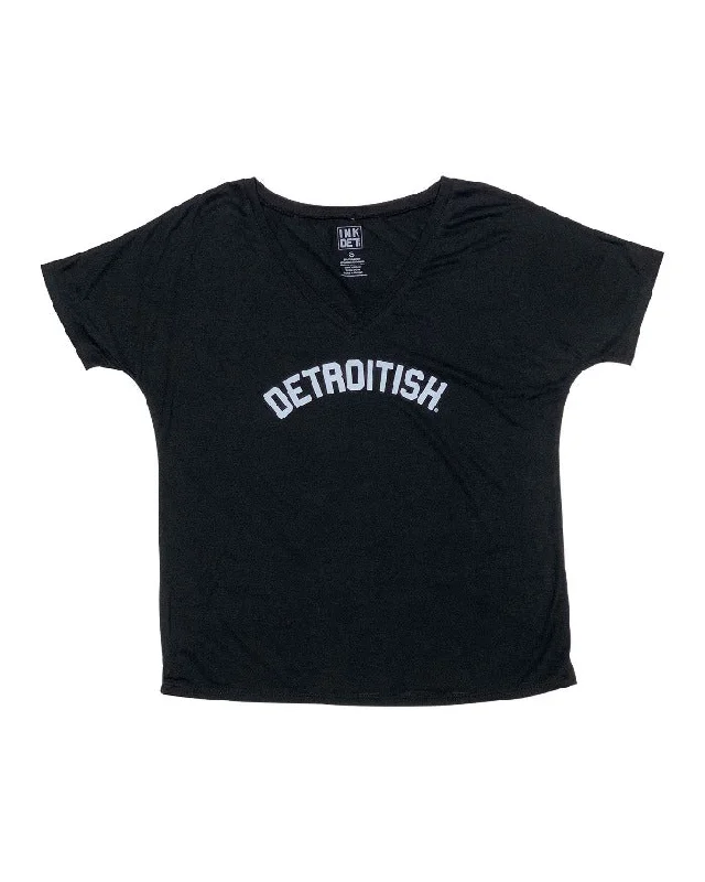 Reflective T-ShirtsInk Detroit Detroitish Women's slouchy v-neck t-shirt - Black