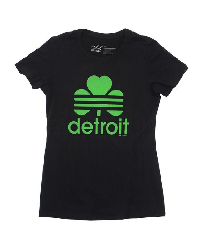 Fishing T-ShirtsInk Detroit Retro Cloverleaf Women's Junior Fit T-Shirt - Black