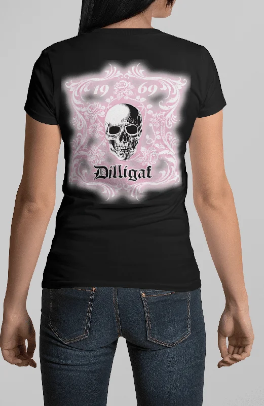 Cycling T-ShirtsPink Smokey Rose w/ Skull