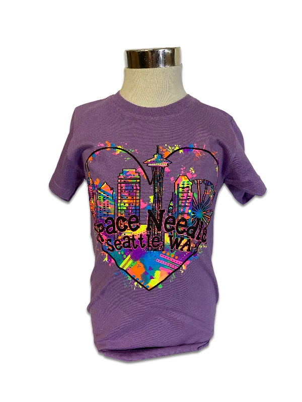 Boat Neck T-ShirtsNeon Heart Girls Tee