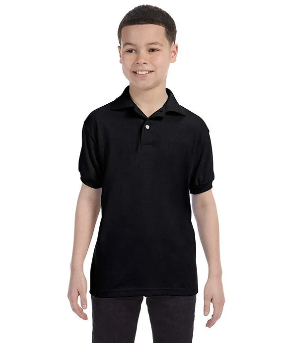 Thermal Hoodies054Y - Hanes Youth 50/50 EcoSmart® Jersey Knit Polo Shirt | Black