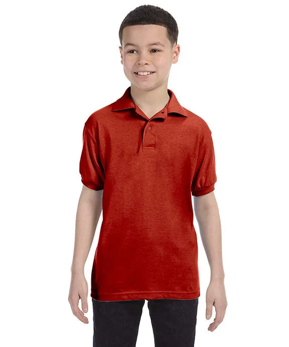 Fleece Sweatshirts054Y - Hanes Youth 50/50 EcoSmart® Jersey Knit Polo Shirt | Deep Red