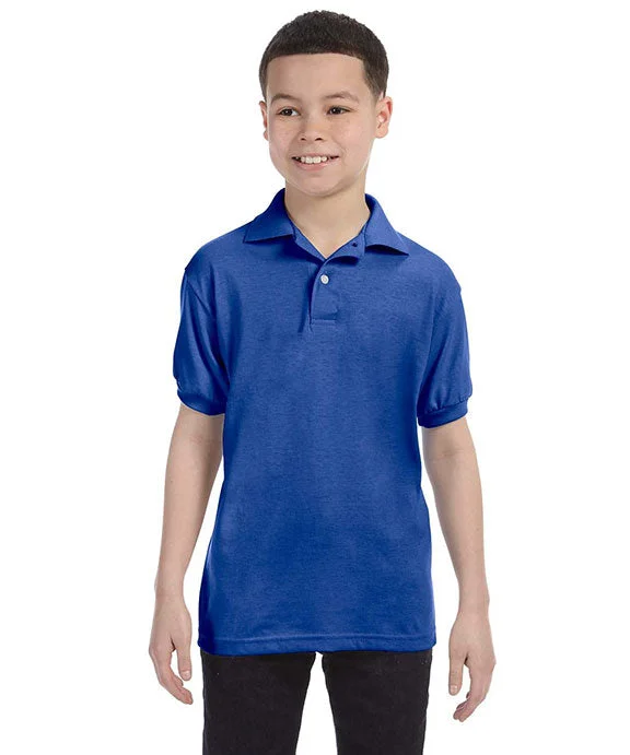 Patchwork Sweatshirts054Y - Hanes Youth 50/50 EcoSmart® Jersey Knit Polo Shirt | Deep Royal