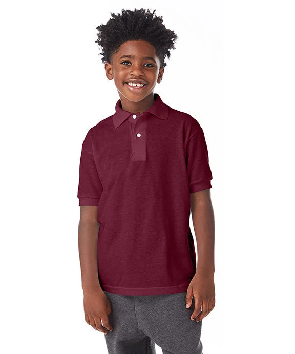 Hooded Sweatshirts054Y - Hanes Youth 50/50 EcoSmart® Jersey Knit Polo Shirt | Maroon