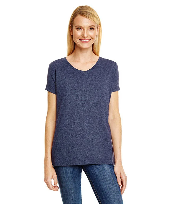 Quilted Sweatshirts42VT - Hanes Ladies Perfect-T Triblend V-Neck T-Shirt | Navy Triblend