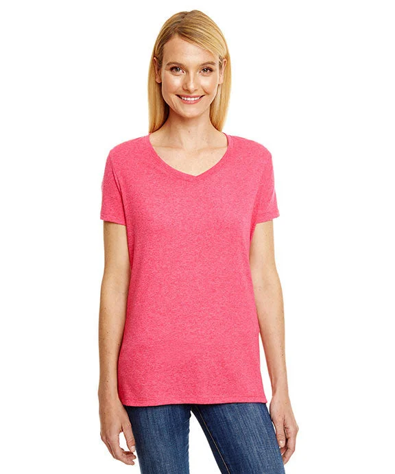 Cashmere Hoodies42VT - Hanes Ladies Perfect-T Triblend V-Neck T-Shirt | Red Triblend