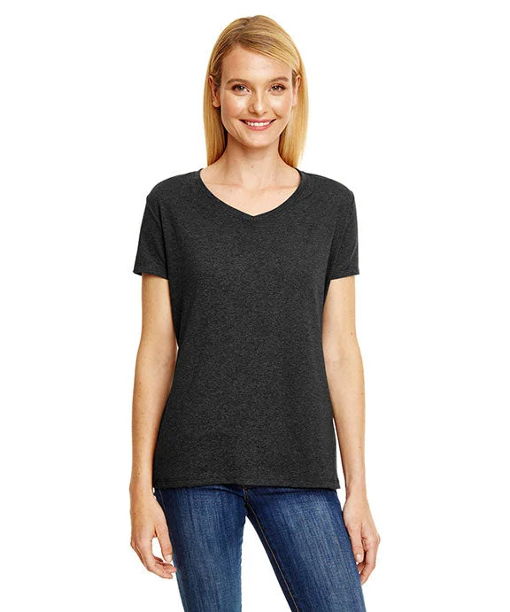 Wool Blend Sweatshirts42VT - Hanes Ladies Perfect-T Triblend V-Neck T-Shirt | Solid Black Triblend