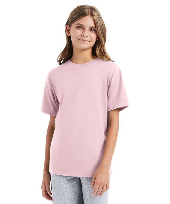 Linen Blend Sweatshirts498Y - Hanes Youth Perfect-T T-Shirt | Pale Pink