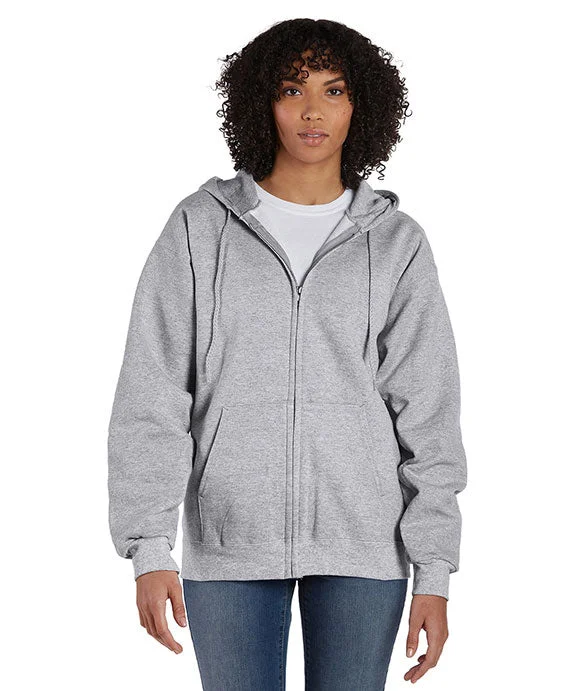 Logo HoodiesF280 - Hanes Adult 9.7 oz Ultimate Cotton® 90/10 Full-Zip Hooded Sweatshirt | Ash