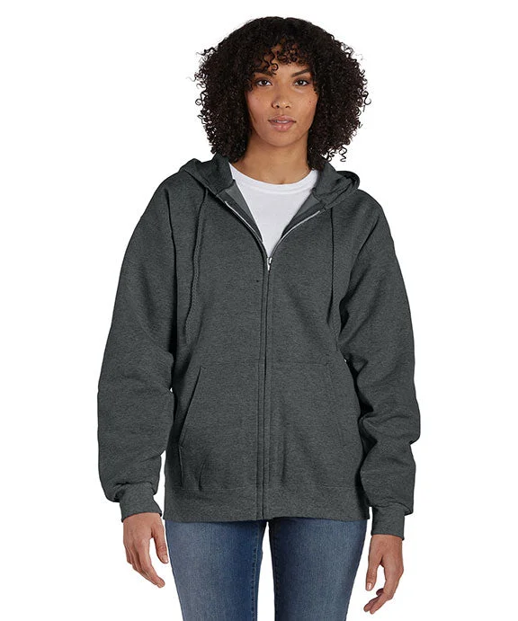 Hip-Hop HoodiesF280 - Hanes Adult 9.7 oz Ultimate Cotton® 90/10 Full-Zip Hooded Sweatshirt | Charcoal Heather