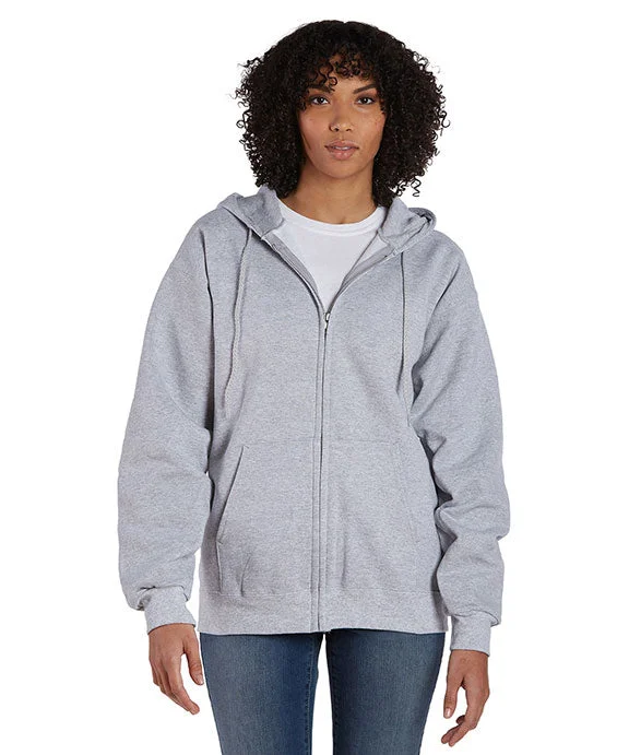 Workout SweatshirtsF280 - Hanes Adult 9.7 oz Ultimate Cotton® 90/10 Full-Zip Hooded Sweatshirt | Light Steel