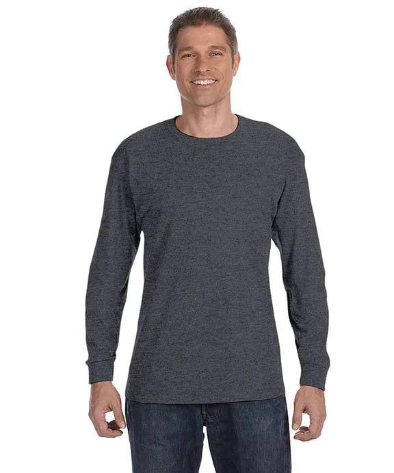 Longline Hoodies5586 - Hanes Adult Authentic-T Long-Sleeve T-Shirt | Charcoal Heather