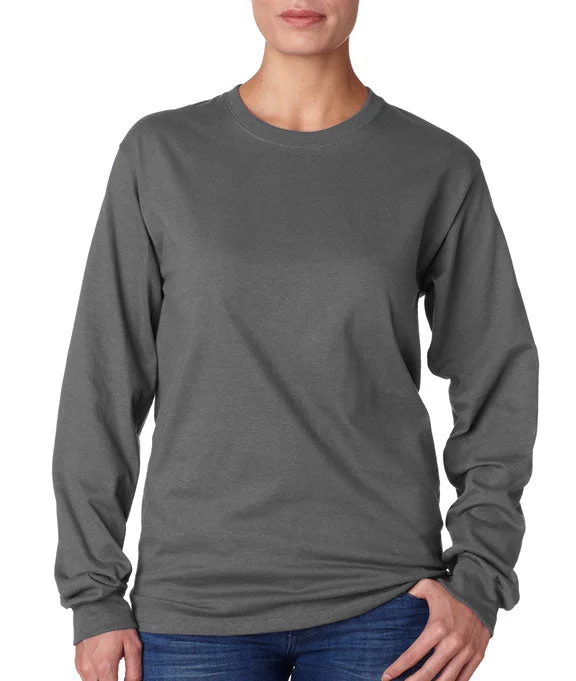 Leather-Paneled Sweatshirts5586 - Hanes Adult Authentic-T Long-Sleeve T-Shirt | Smoke Grey